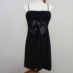 Taboo Vintage 90s Y2K Black Dress Medium Bow Dark Romantic Coquette Bubble Hem